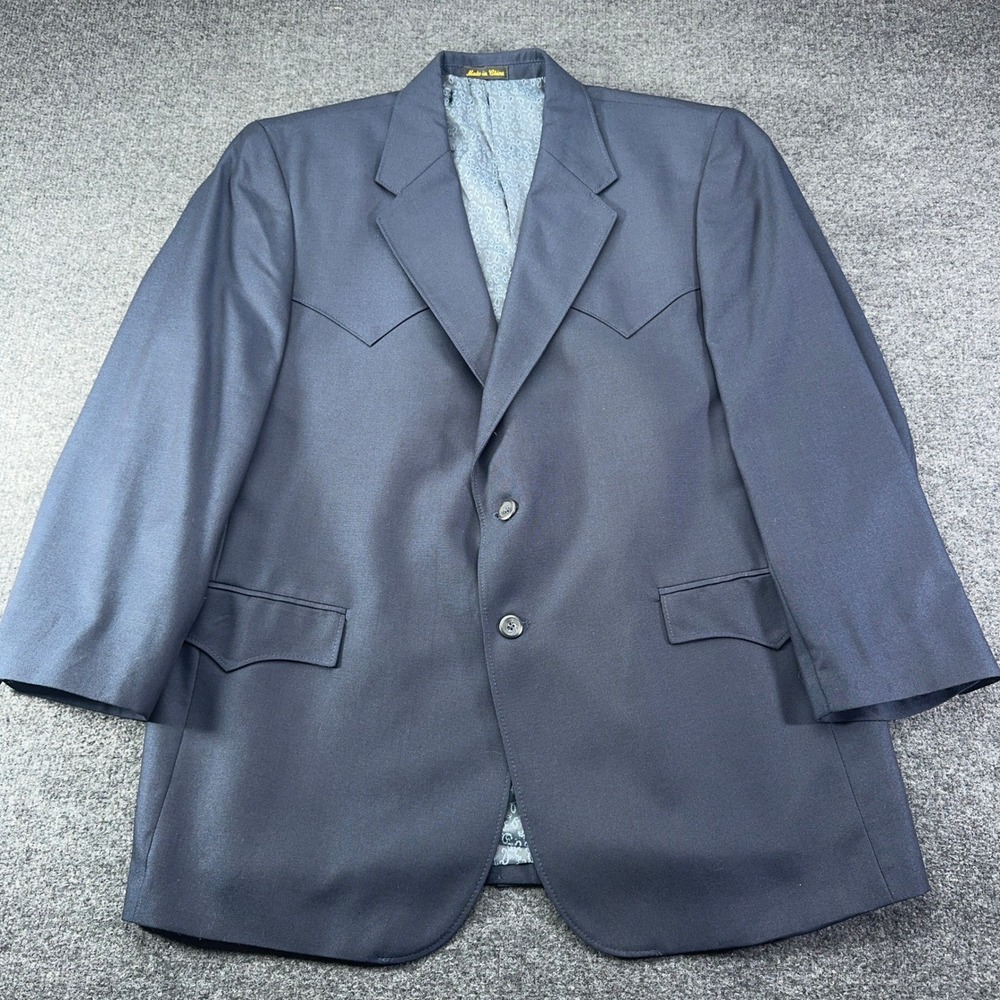 Circle S Dallas TX Mens Western Blazer Navy Blue Sport Coat Paisley Lining 46R